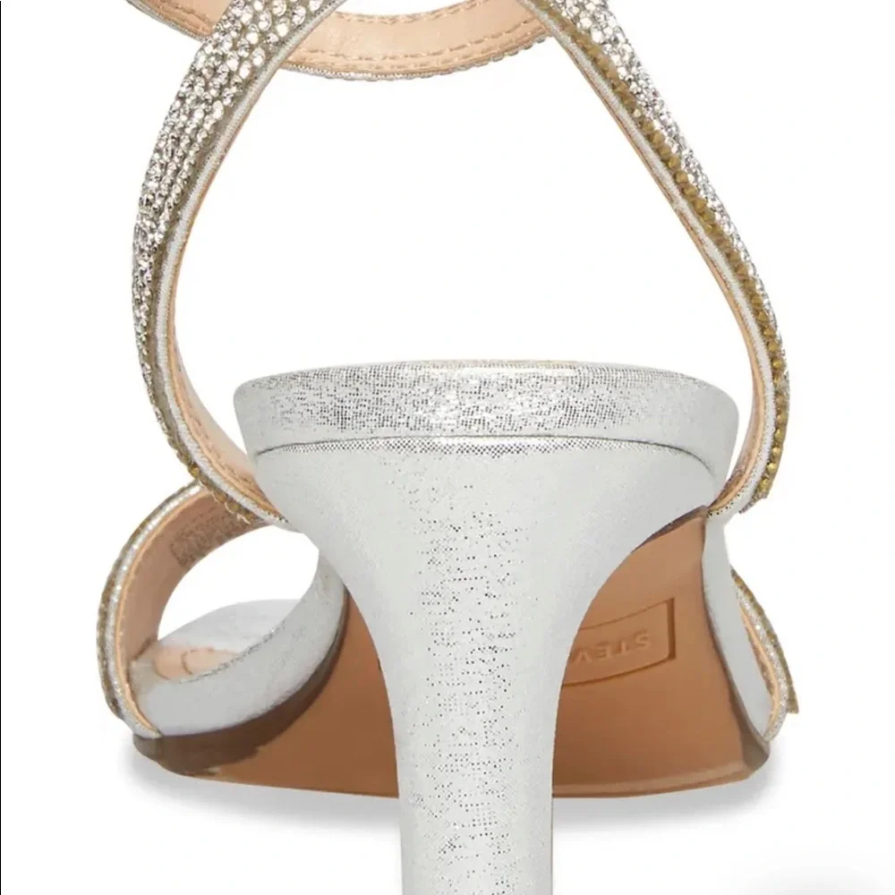 Steve Madden Silver Rhinestone Ankle-Strap Dress Sandal